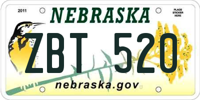 NE license plate ZBT520