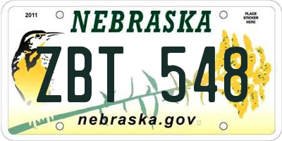 NE license plate ZBT548