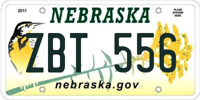 NE license plate ZBT556