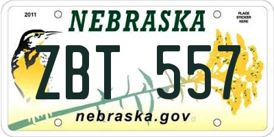 NE license plate ZBT557