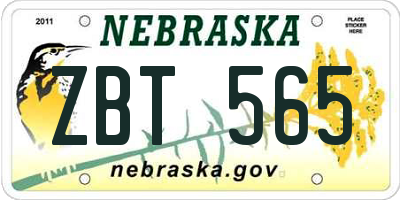 NE license plate ZBT565