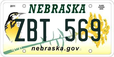 NE license plate ZBT569