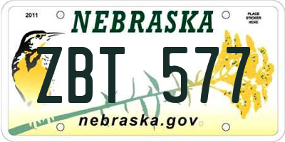 NE license plate ZBT577