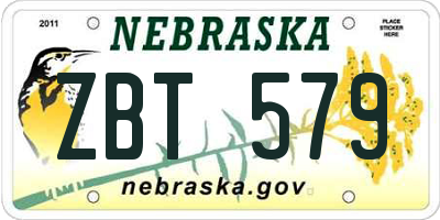NE license plate ZBT579