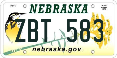 NE license plate ZBT583