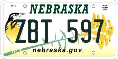 NE license plate ZBT597