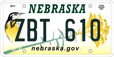 NE license plate ZBT610