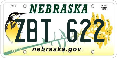 NE license plate ZBT622