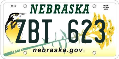 NE license plate ZBT623