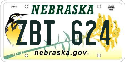 NE license plate ZBT624