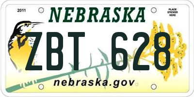 NE license plate ZBT628