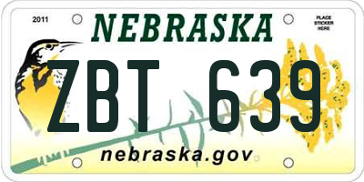 NE license plate ZBT639