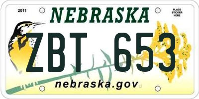 NE license plate ZBT653