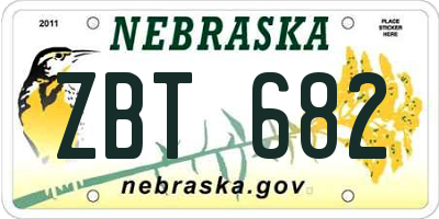 NE license plate ZBT682