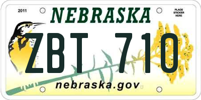 NE license plate ZBT710