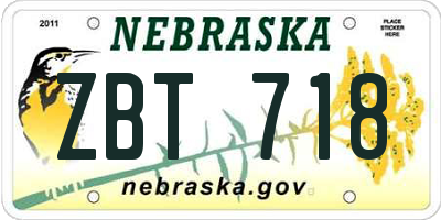 NE license plate ZBT718