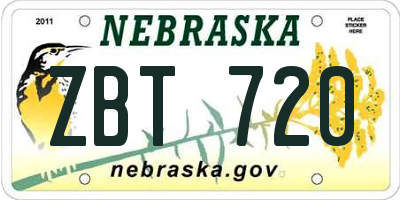 NE license plate ZBT720