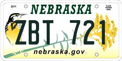 NE license plate ZBT721