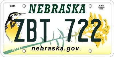 NE license plate ZBT722