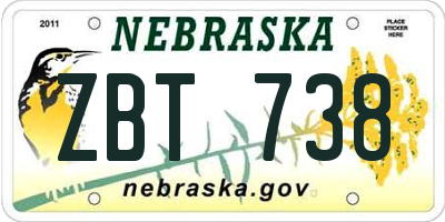NE license plate ZBT738