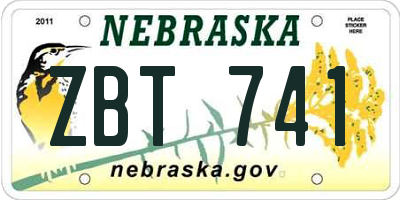 NE license plate ZBT741