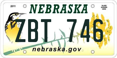 NE license plate ZBT746