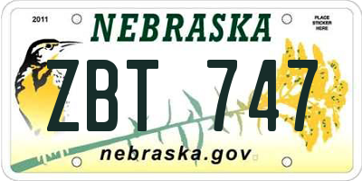 NE license plate ZBT747