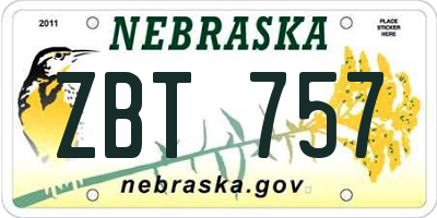 NE license plate ZBT757