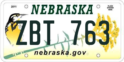 NE license plate ZBT763