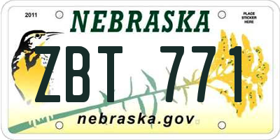 NE license plate ZBT771