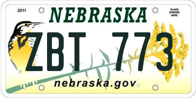 NE license plate ZBT773