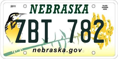 NE license plate ZBT782