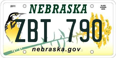 NE license plate ZBT790
