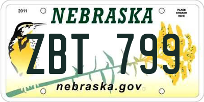 NE license plate ZBT799