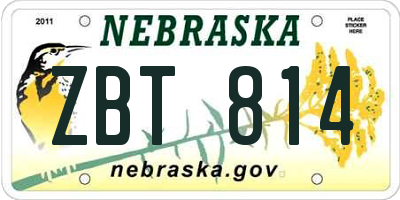 NE license plate ZBT814