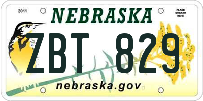 NE license plate ZBT829