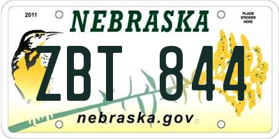 NE license plate ZBT844