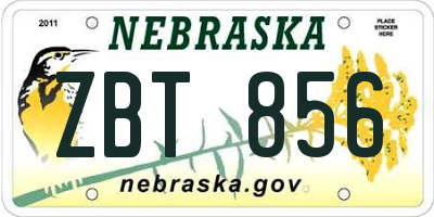 NE license plate ZBT856