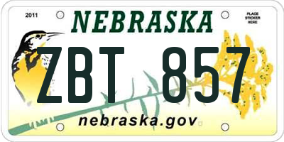 NE license plate ZBT857