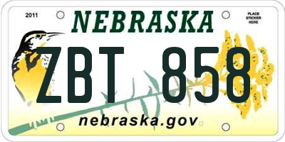 NE license plate ZBT858