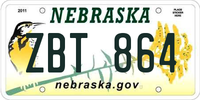 NE license plate ZBT864