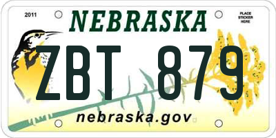 NE license plate ZBT879