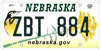 NE license plate ZBT884