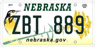 NE license plate ZBT889