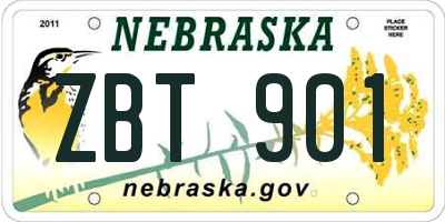 NE license plate ZBT901