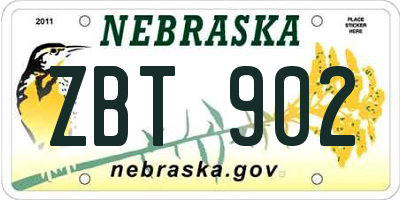 NE license plate ZBT902