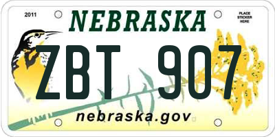 NE license plate ZBT907