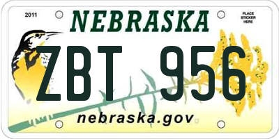 NE license plate ZBT956