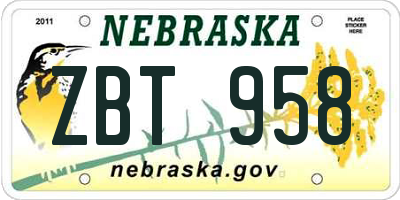NE license plate ZBT958