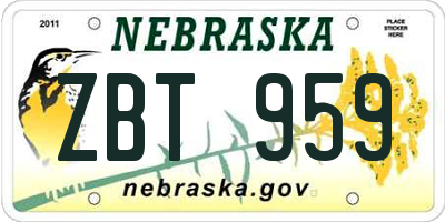 NE license plate ZBT959